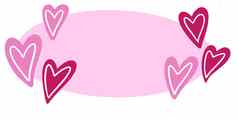 手画粉红色的椭圆形框架形状红色的心情人节一天爱甜心问候浪漫的邀请横幅可爱的象征设计极简主义海报艺术