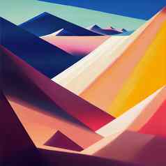 三角几何山日落纹理山山峰抽象自然图案