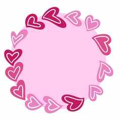 手画轮圆粉红色的框架形状红色的心情人节一天爱甜心问候浪漫的邀请横幅可爱的象征设计极简主义海报艺术