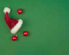 快乐圣诞节快乐假期问候卡框架横幅一年诺埃尔红色的圣诞节饰品礼物绿色背景前视图冬天圣诞节假期主题
