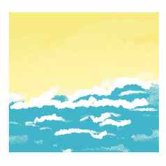 广场手画框架背景黄色的海滩沙子蓝色的海洋水夏天假期旅游海阔草原景观海波热带岛自然旅行假期概念