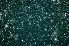 冬天假期冬季背景白色雪下降节日绿色背景雪花散景降雪粒子摘要下雪场景圣诞节雪假期设计
