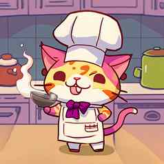 卡通图像库克的猫酋长他厨师厨房卡通