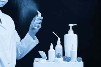 抗菌洗手液喷雾瓶手洗手液分配器感染控制概念洗手液防止冠状病毒科维德流感