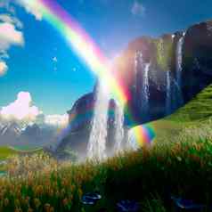 夏天景观彩虹瀑布