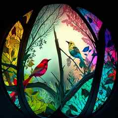 五彩缤纷的图像自然玻璃马赛克染色玻璃