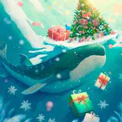 圣诞节鲸鱼礼物