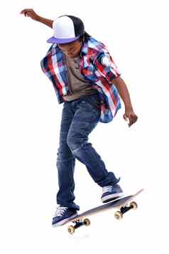 出生登机非裔美国人男孩技巧滑板