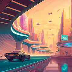 车冲未来主义的城市未来
