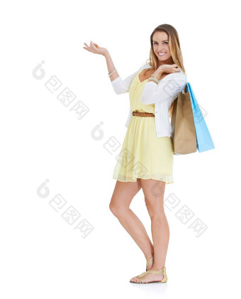 购物袋工作室女人空间手势市场营销广告出售模型购物品牌客户显示手标志夏天交易时尚折扣孤立的白色背景