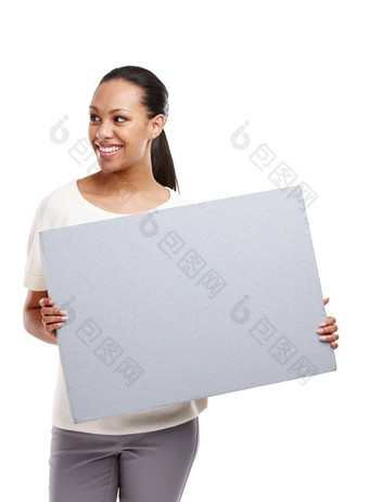 工作室模型女人横幅白色背景公告信息消息市场营销广告快乐女孩孤立的灰色的<strong>海报品牌</strong>标志复制空间
