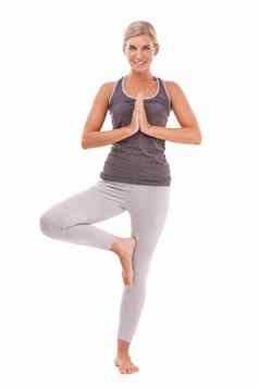 瑜伽冥想平衡肖像女人冥想医疗保健精神上的灵魂光环脉轮能源疗愈Zen正念心态和平放松模型普拉提白色背景工作室