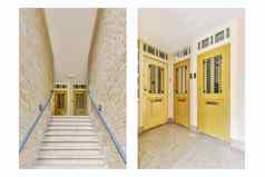 图片建筑黄色的门楼梯