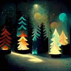 灿烂的视图白雪覆盖的梳理冷淡的晚上令人难以置信的自然数字生成的插图