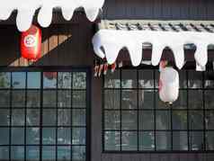 日本灯笼挂前面日本餐厅日本文本灯笼寿司日本食物