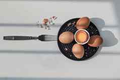 作文破碎的新鲜的鸡蛋母鸡蛋把中间新鲜的鸡蛋棕色（的）蛋壳