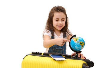 孩子女孩点旅行目的地地球世界全球选择国家访问夏天假期