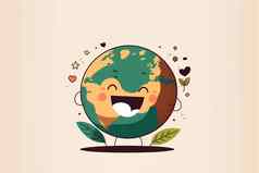 地球一天快乐地球地球卡通风格