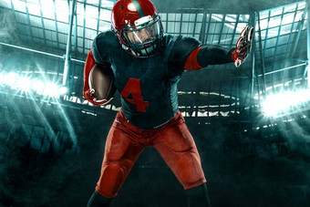 美国足球球员运动员运动员红色的头盔体育场背景体育运动动机壁纸