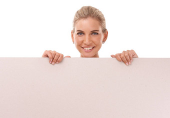 模型工作室肖像女人广告牌榜海报市场营销广告产品放置标志横幅空间销售模型女孩促销活动模拟白色背景