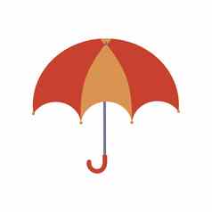 画开放伞雨孤立的白色背景向量平卡通插图标志设计元素明信片标签