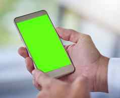 使发生移动应用程序商人移动电话绿色屏幕现代电话