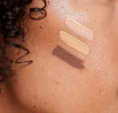 女人脸变焦化妆颜色基金会化妆品产品护肤品阴影棕色（的）皮肤碳粉面部化妆自然化妆品美模型广告市场营销美容