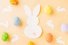 复活节鸡蛋兔子兔子白色纸减少