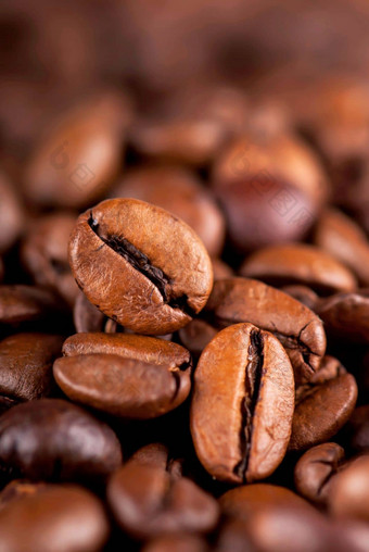 咖啡背景关闭咖啡豆子焦点