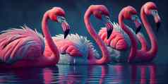 粉红色的火烈鸟野生动物动物场景自然火烈鸟自然栖息地美丽的水鸟生成