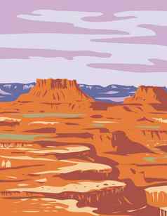 岛天空大峡谷国家公园摩押犹他州水渍险海报艺术