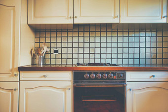 古董复古的厨房绿色模式瓷砖美国复古的厨房首页室内设计风格特写镜头复古的