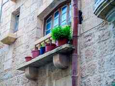 片段建筑的外观传统的木华丽的阳台画瓦莱塔马耳他