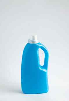 蓝色的塑料液体洗涤剂瓶孤立的白色背景洗衣容器商品模板产品设计模拟