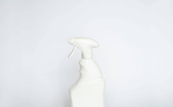 白色塑料喷雾瓶液体清洁产品孤立的白色背景包装模型瓶喷雾器