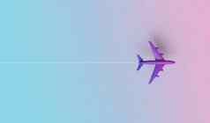 紫色的飞机梯度背景旅行概念