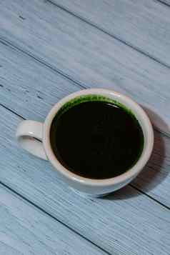 火柴咖啡拿铁蓝绿色藻类小球藻螺旋藻粉喝超级粉自然补充藻类排毒超级食物喝鸡尾酒食物补充源蛋白质β#NAME?