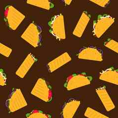 墨西哥食物炸玉米饼点了墨西哥卷饼无缝的模式棕色（的）