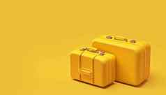 黄色的旅行手提箱黄色的背景ai-generated插图