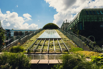 植物花园屋顶华沙大学图书馆<strong>现代</strong>体系结构绿色植物可持续发展的建筑体系结构未来主义的亲生物设计生态绿色<strong>现代</strong>建筑<strong>现代</strong>花园植物