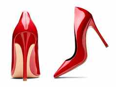 红色的高非常鞋子时尚女风格