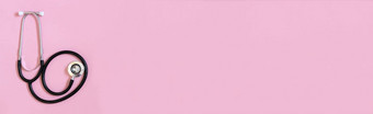 医学横幅听诊器粉红色的背景国际护士周祝贺护士一天空间文本