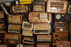 集合复古的广播电话接收器约听音乐古董新浪微博风格过滤后的照片高质量照片