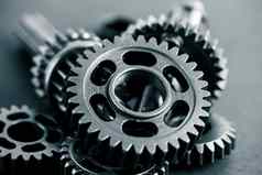 齿轮齿轮轮子时钟机制黄铜金属引擎工业