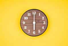 复古的木时钟时钟黄色的颜色背景