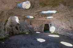 古老的洞穴城市内部洞穴视图窗口