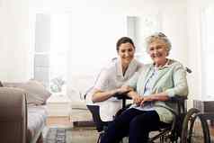 护士肖像女人残疾轮椅医疗健康家庭护理支持照顾者帮助禁用病人高级医疗保健服务上了年纪的康复模型