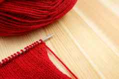 弹力织物针针织针红色的羊毛