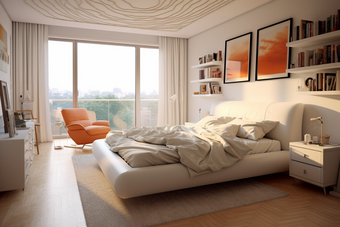 现代卧室室内设计白色生机