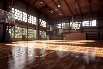 室内篮球场高清空旷运动竞技